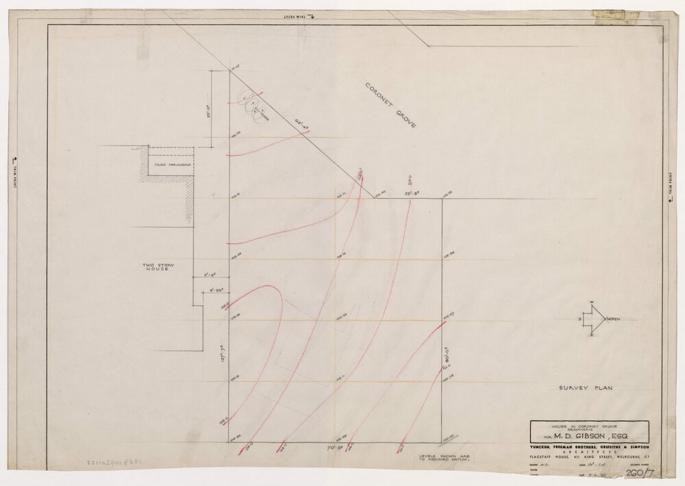 House in Coronet Grove, Beaumaris, for M D Gibson. Survey Plan