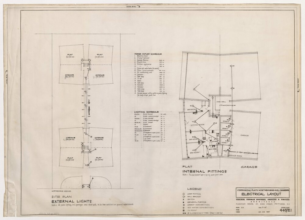 Currawong Flats, Northbourne Avenue, Canberra for Flinders Company Pty Ltd. Electrical Layout