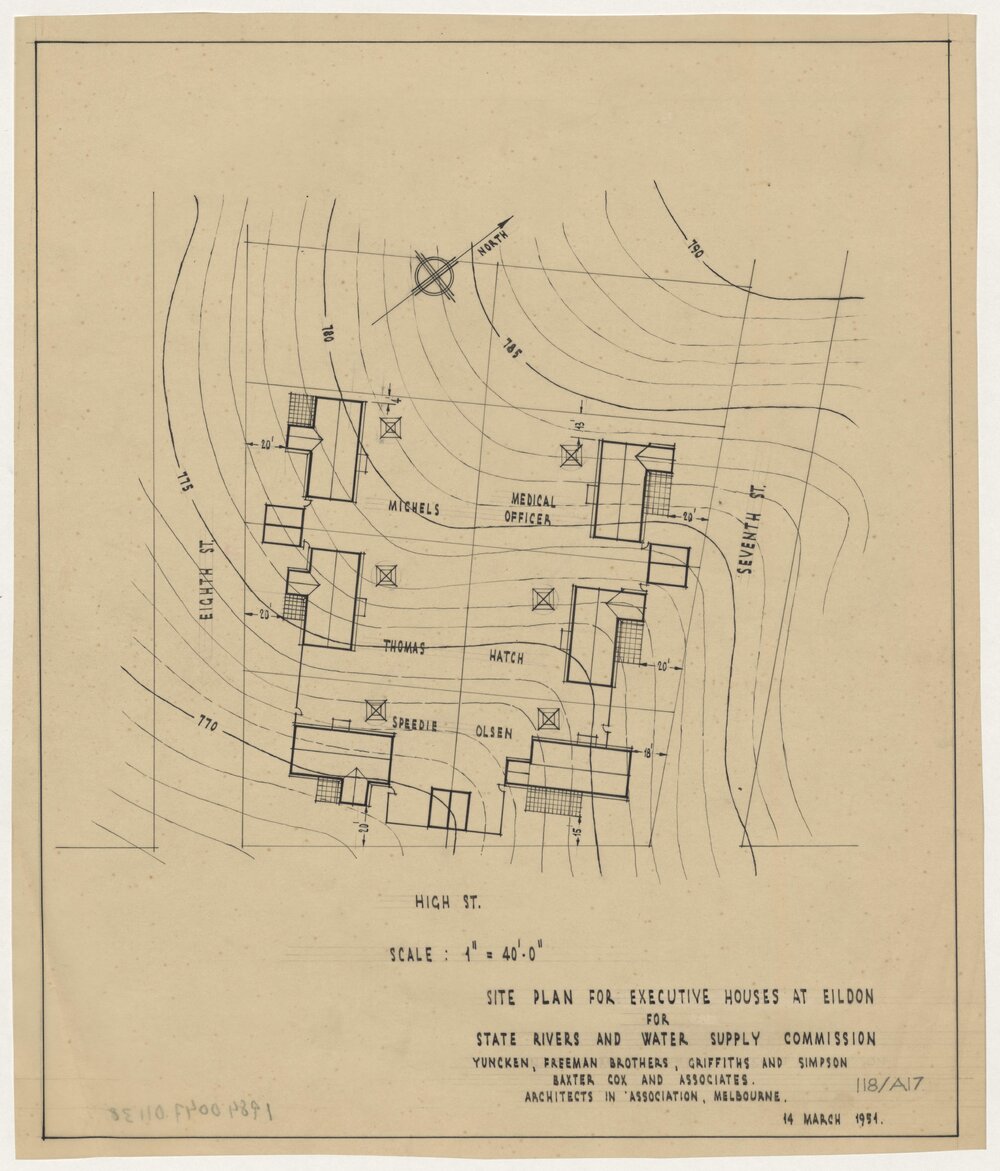 Site Plan for Executive Houses at Eildon for State Rivers and Water Supply Commission