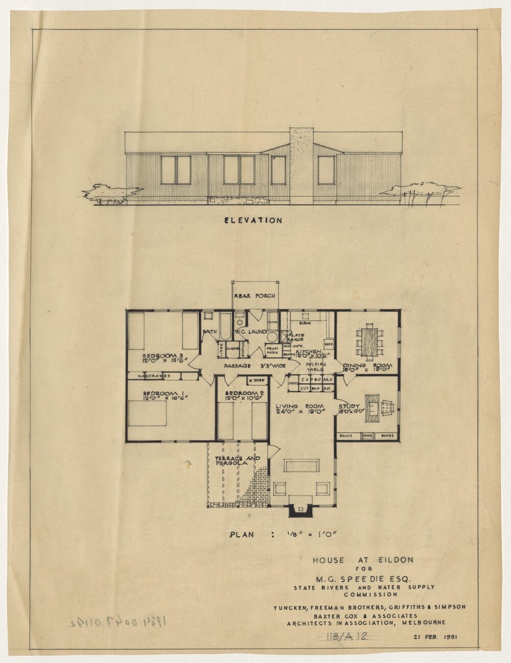 House at Eildon for Mr. M G Speedie Esq. State Rivers and Water Supply Commission. Site Plan