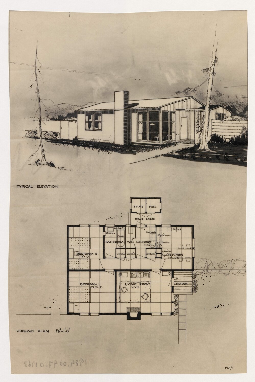 Precut Housing. Typical Elevation and Ground Plan