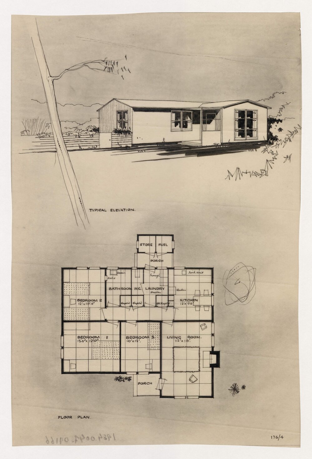 Precut Housing. Typical Elevation and Floor Plan
