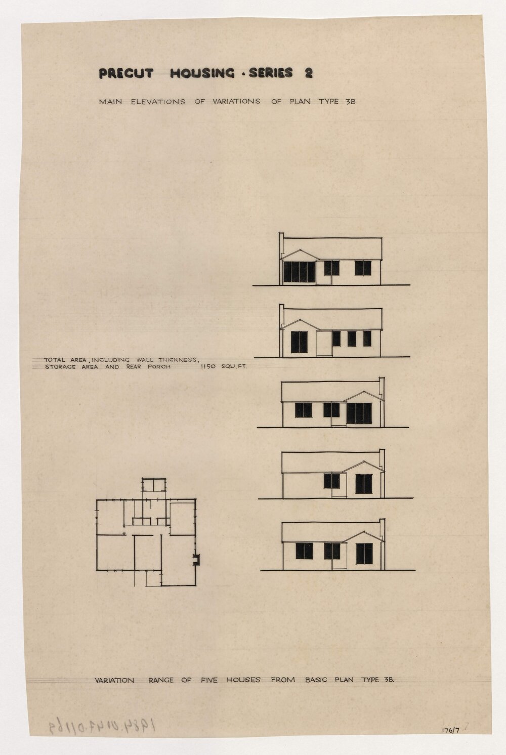 Precut Housing. Series 2. Main Elevations of Variations of Plan Type 3B