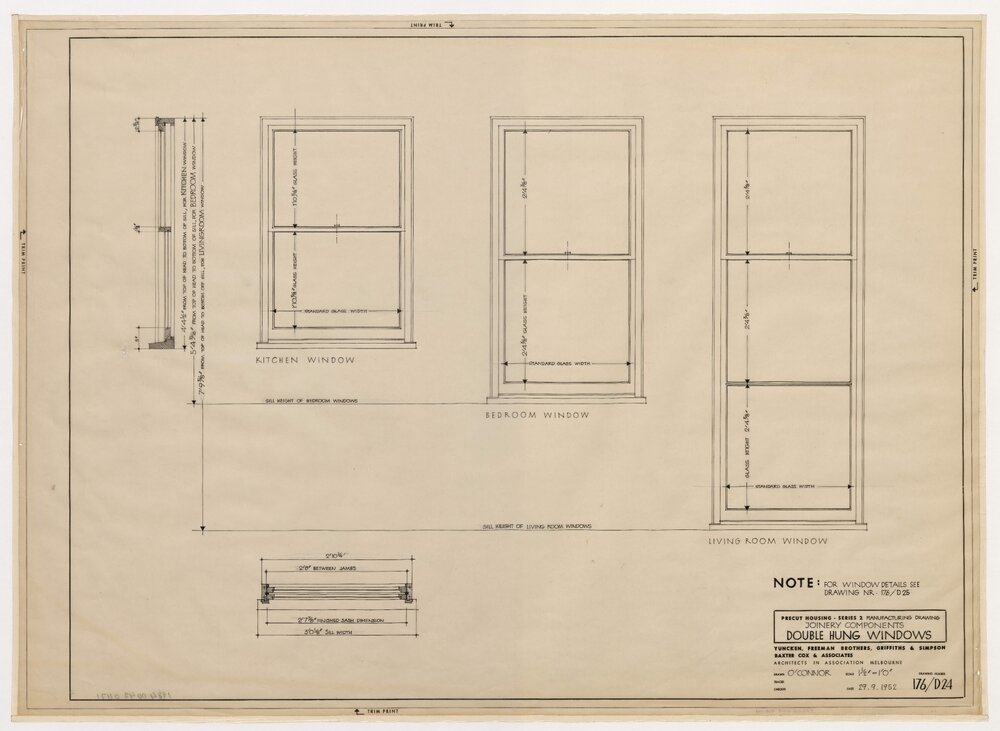 Precut Housing - Series 2. Manufacturing Drawing. Joinery Components. Double Hung Windows