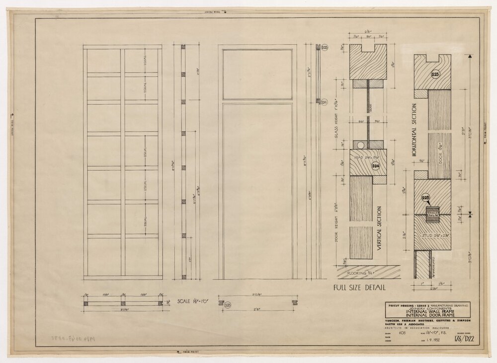 Precut Housing - Series 2. Manufacturing Drawing. Joinery Components. Internal Wall Frame. Internal Door Frame
