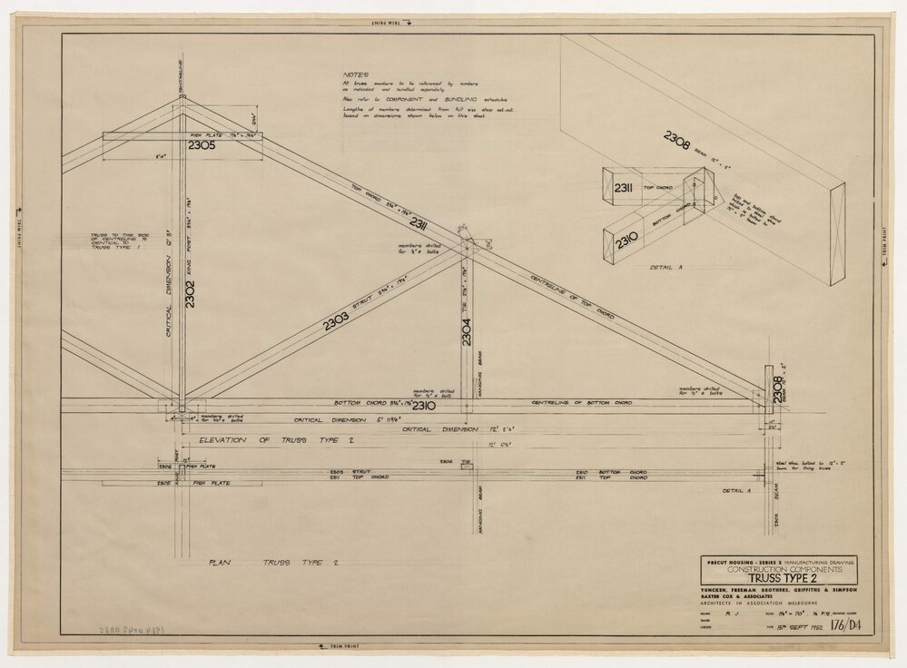 Precut Housing - Series 2. Manufacturing Drawing. Construction Components. Truss Type 2
