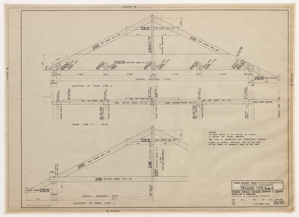 Precut Housing - Series 2. Manufacturing Drawing. Construction Components. Trusses Type 3 and 4