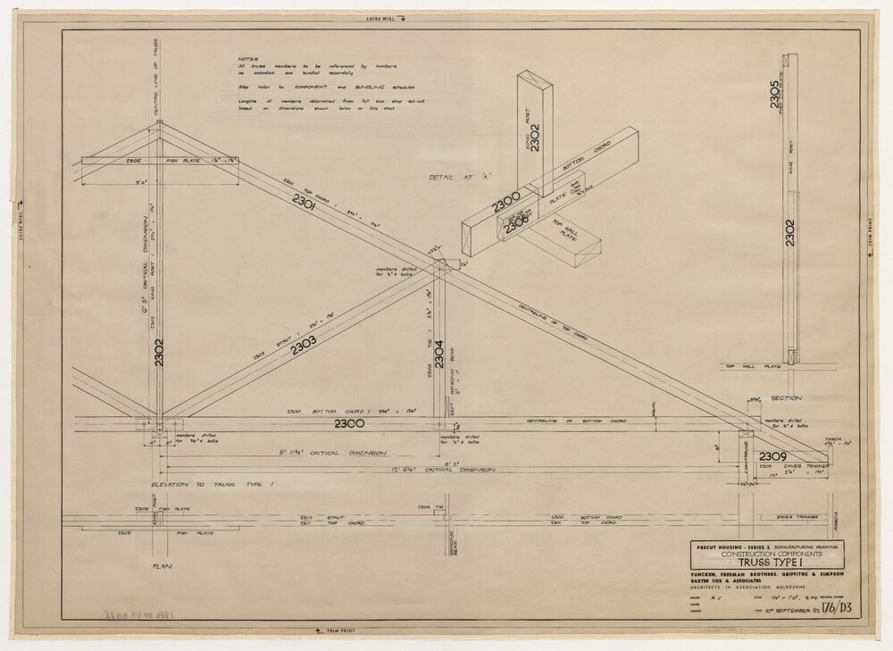 Precut Housing - Series 2. Manufacturing Drawing. Construction Components. Truss Type 1