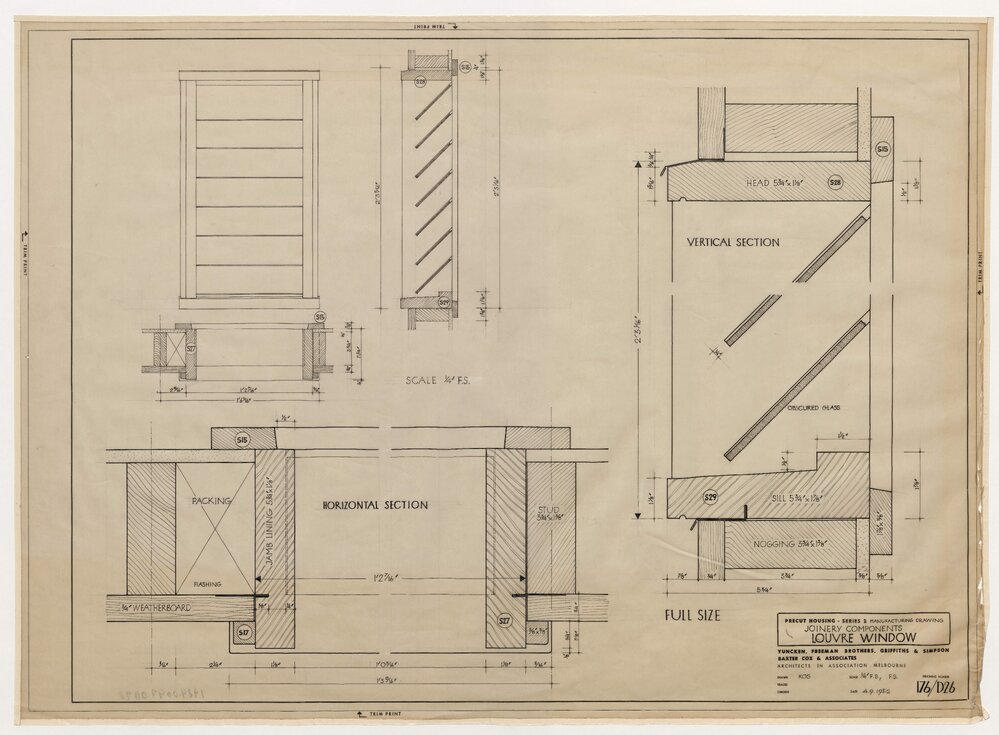 Precut Housing - Series 2. Manufacturing Drawing. Joinery Components. Louvre Windows