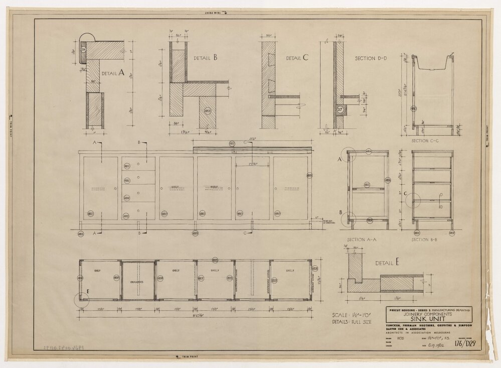 Precut Housing - Series 2. Manufacturing Drawing. Joinery Components. Sink Unit