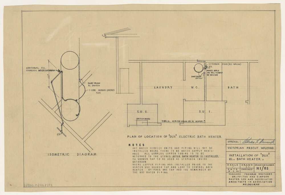 [Victorian Pre-cut Housing] Installation of "Dux" El. Bath Heater