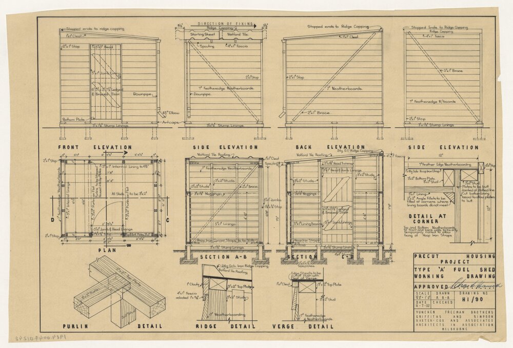 [Victorian Pre-cut Housing] Type 'A' Fuel Shed Working Drawing