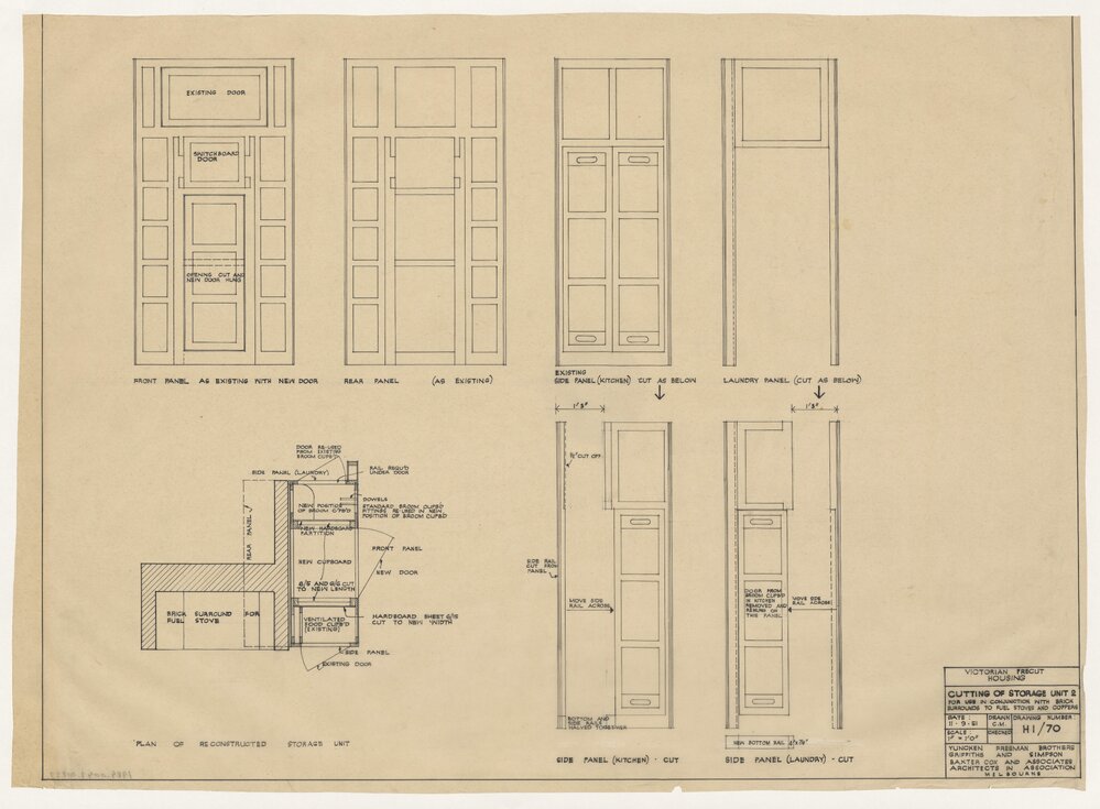[Victorian Pre-cut Housing] Cutting of Storage Unit 2 for Use Conjunction with Brick Surrounds to Fuel Stoves and Copper