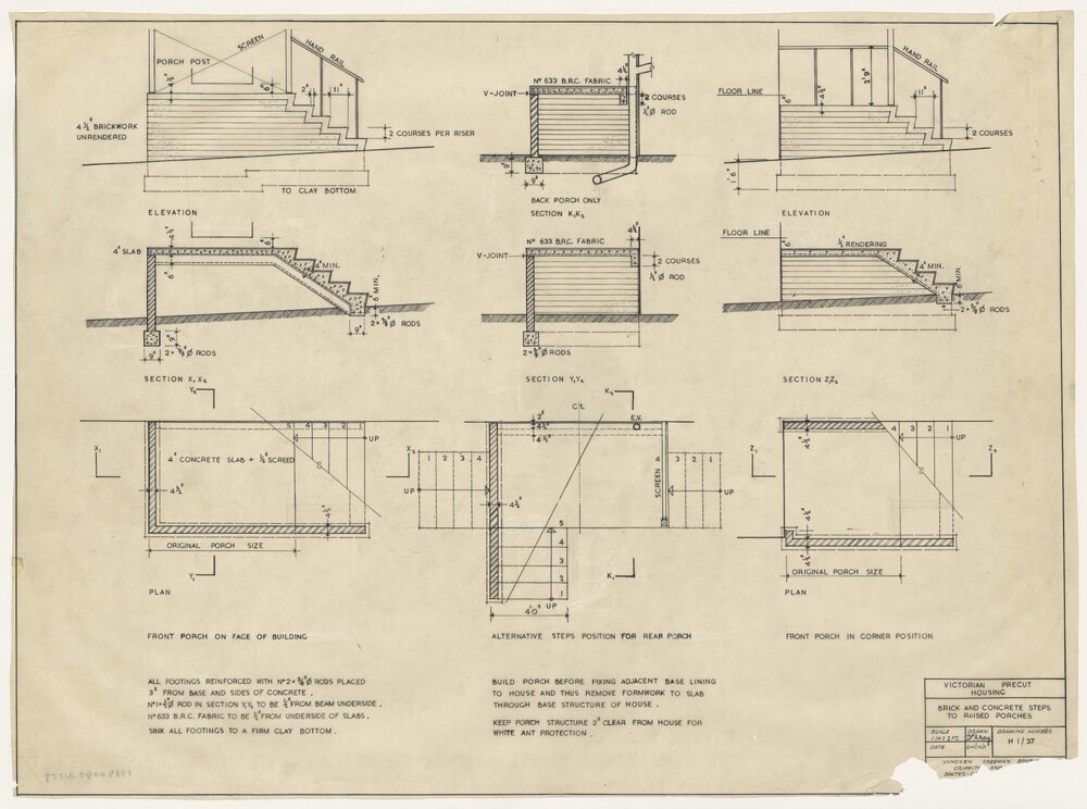 [Victorian Pre-cut Housing] Brick and Concrete Steps to Raised Porches