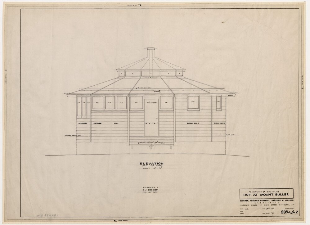 Chetwynd Ski Club. Hut at Mount Buller. Elevation