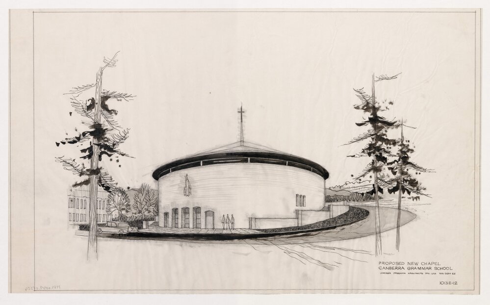 Proposed New Chapel - Canberra Grammar School. Sketch projection