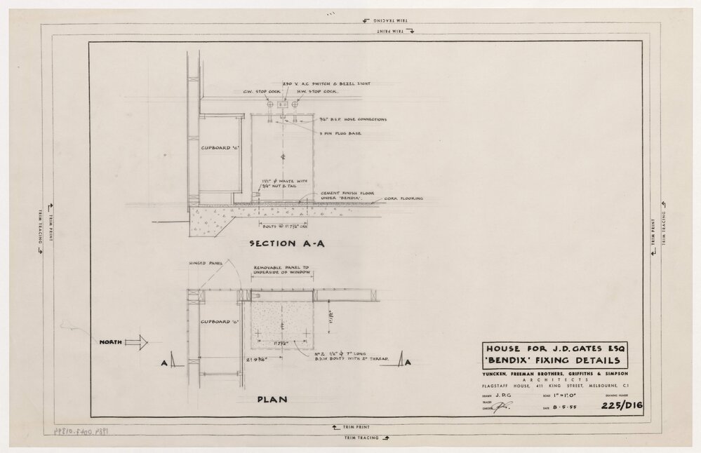 House for J D Gates Esq. 'Bendix' Fixing Detail