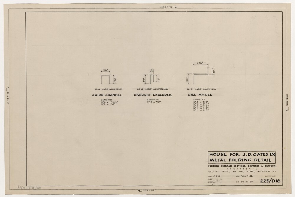 House for J D Gates Esq. Metal Folding Detail