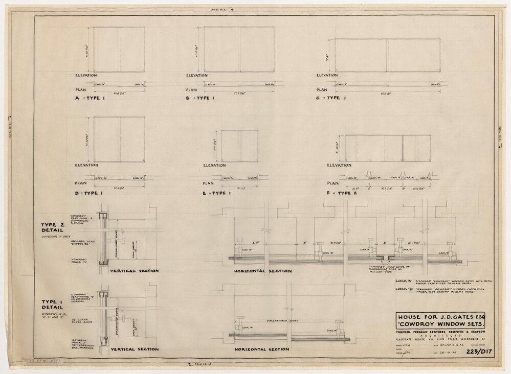 House for J D Gates Esq. Cowdroy Window Sets