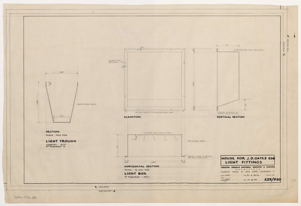 House for J D Gates Esq. Light Fittings