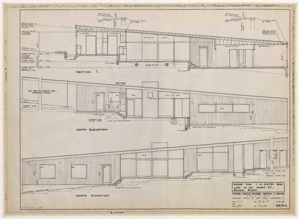 House for J D Gates Esq. Lots 21, 22 Mary Street, Black Rock. Elevations