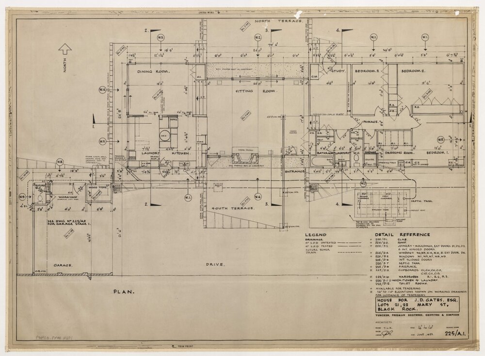 House for J D Gates Esq. Lots 21, 22 Mary Street, Black Rock. Plan and Detail Reference