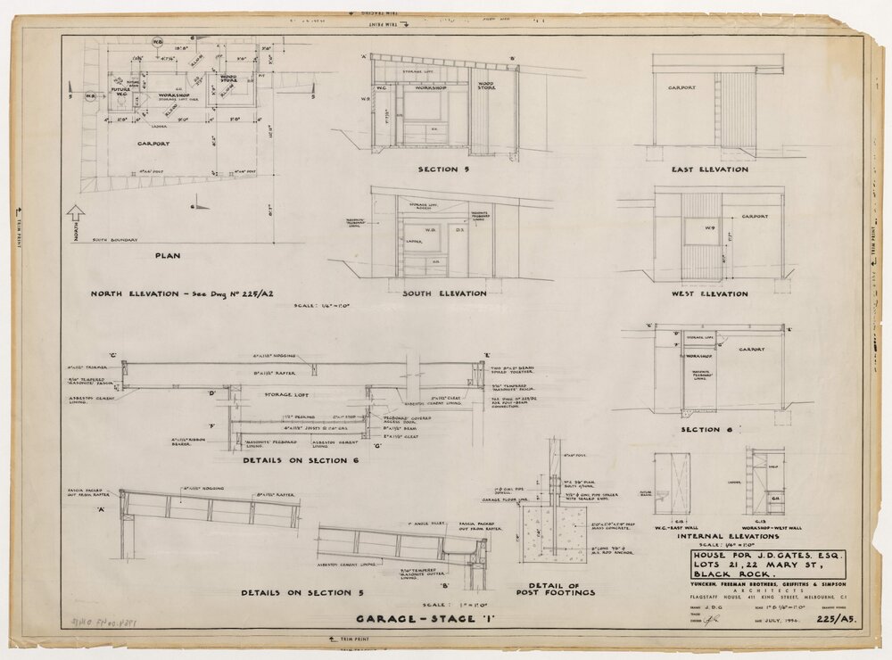 House for J D Gates Esq. Lots 21, 22 Mary Street, Black Rock. Garage - Stage '1'