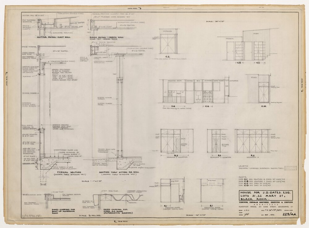 House for J D Gates Esq. Lots 21, 22 Mary Street, Black Rock. Gutter and Eaves