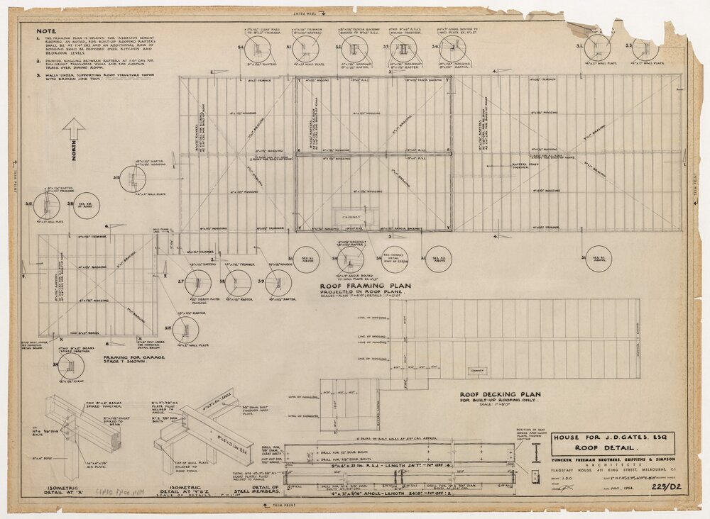 House for J D Gates Esq. Roof Detail