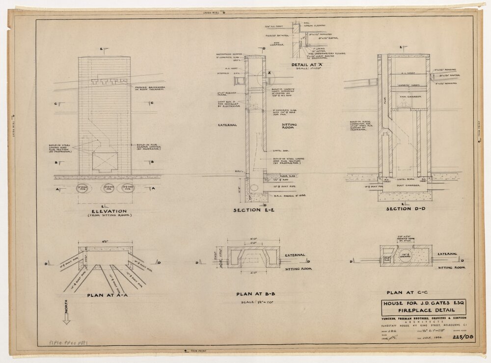 House for J D Gates Esq. Fireplace Detail