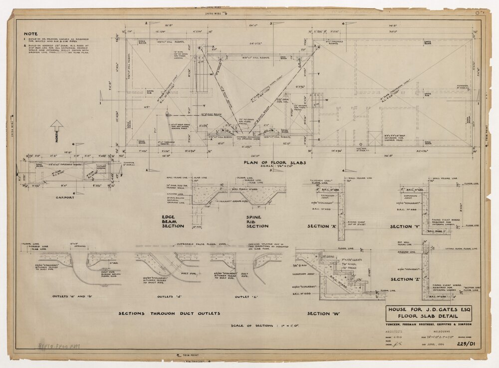 House for J D Gates Esq. Floor Slab Details