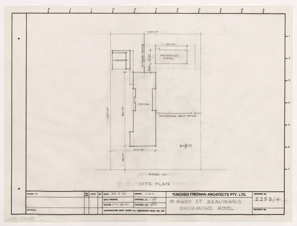[House for J D Gates Esq]. 19 Mary Street, Beaumaris. Swimming Pool