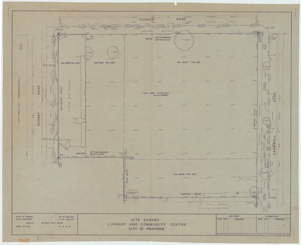 Library and Community Centre. City of Prahran. Site Survey
