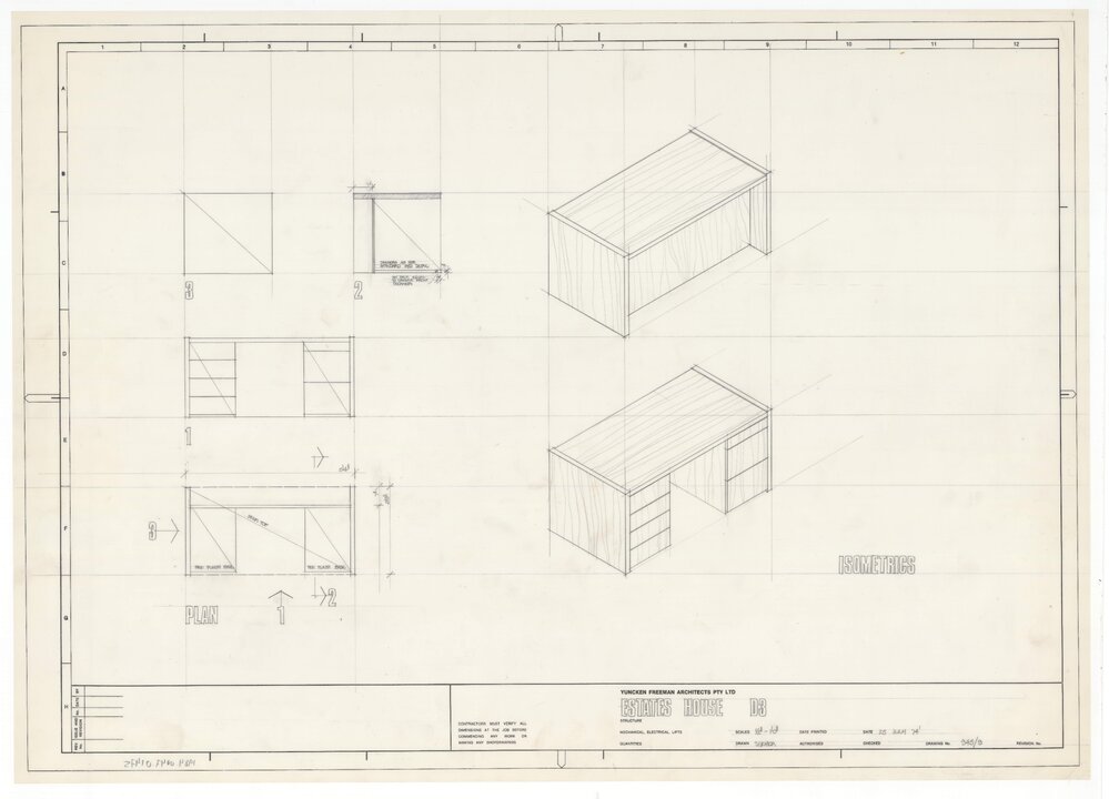Estates House D3. Desk Design Drawings