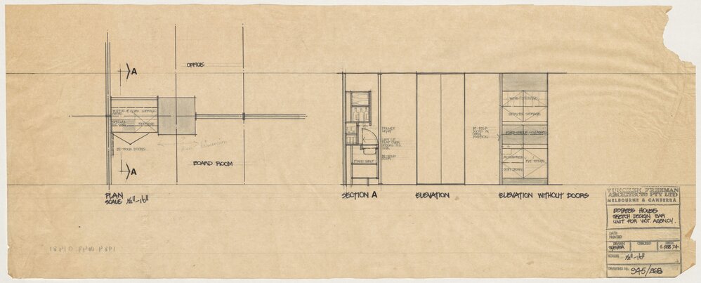 Estates House. Desk Sketch Design. Bar Unit for Victorian Agency