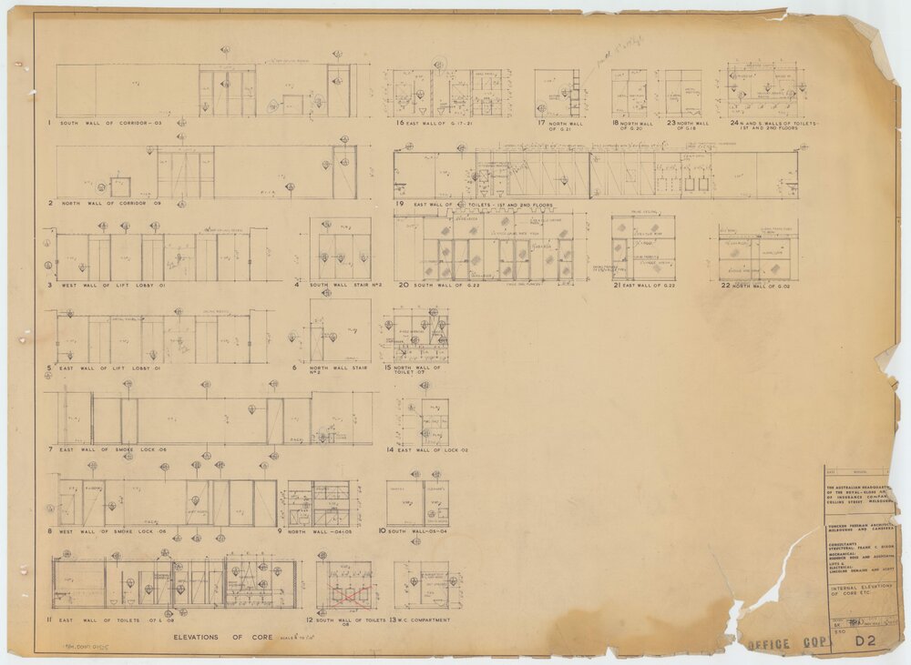 Royal Globe Insurance. Internal Elevations of Core
