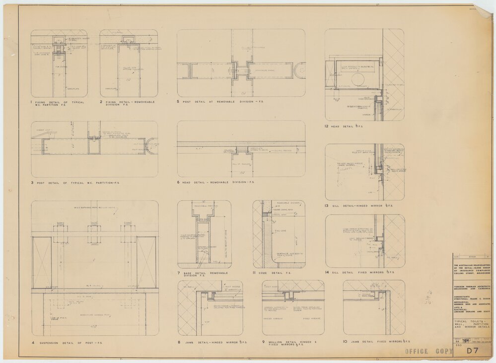 Royal Globe Insurance. Typical Toilets, Wall, Partition &amp; Mirror Details