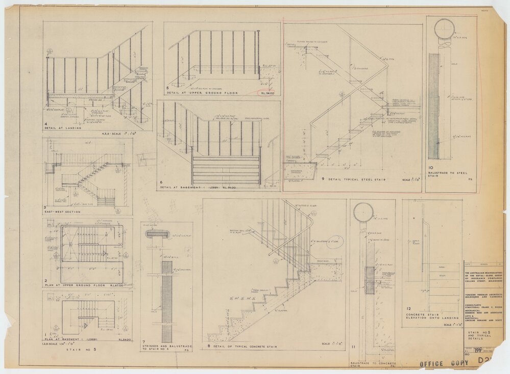 Royal Globe Insurance. Detail of Stair No 5 &amp; Typical Details
