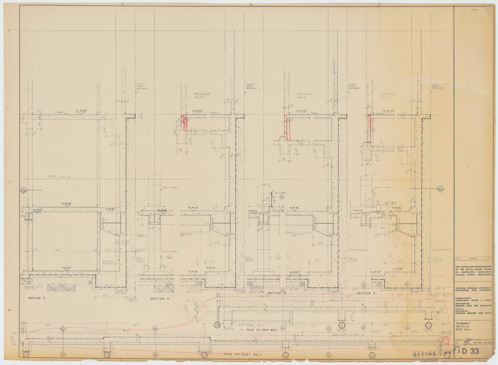 Royal Globe Insurance. Basement Details East Wall