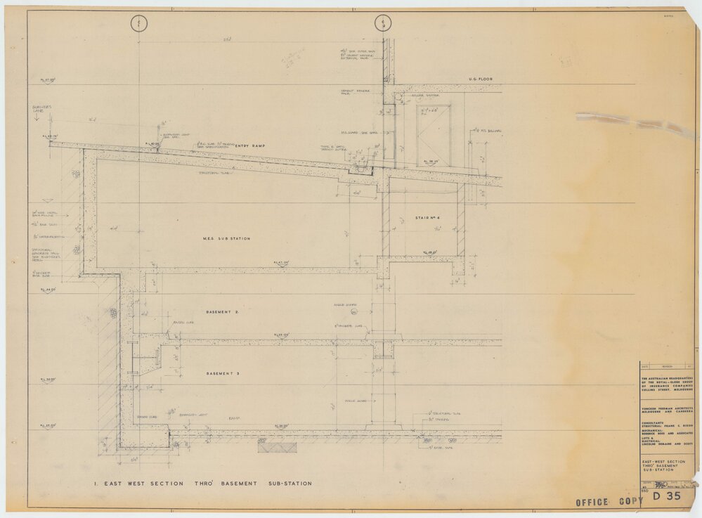 Royal Globe Insurance. East West Section Thru Basement Sub-Station