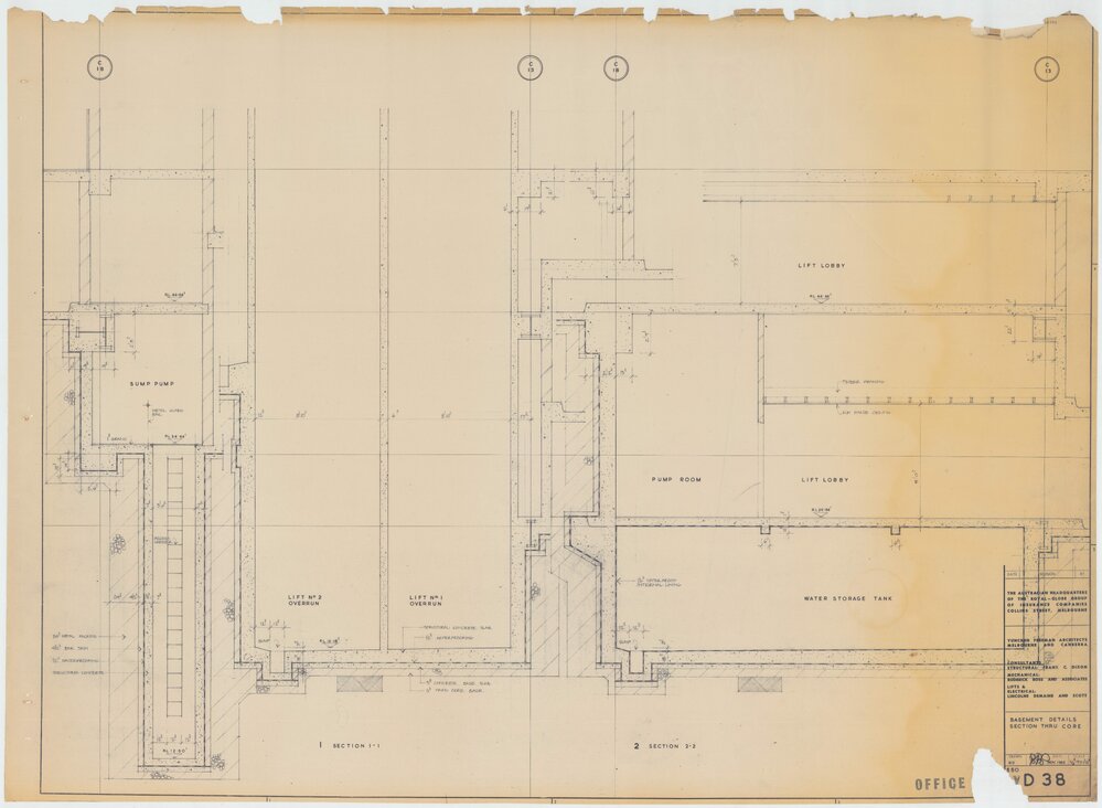 Royal Globe Insurance. Basement Details Section Thru Core