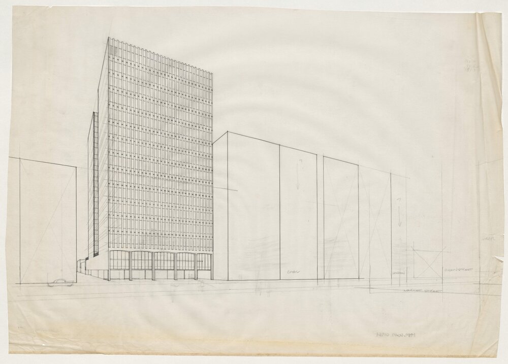 [Unidentified drawing of a fa&ccedil;ade, Royal Globe Insurance project]