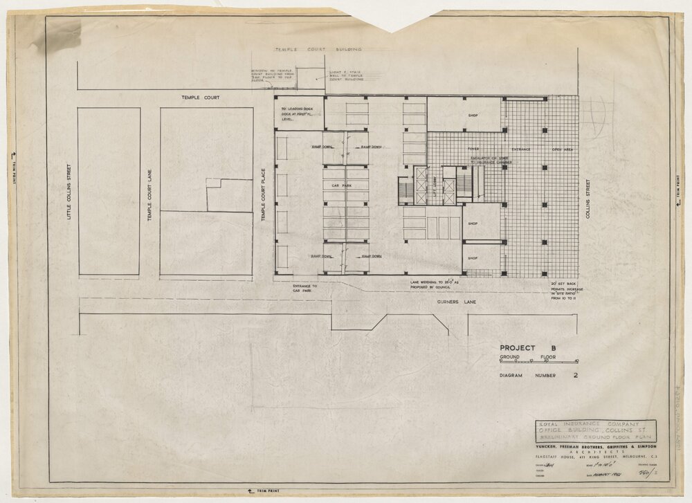 Royal Insurance Company, Project B,  Diagram 2, Preliminary Ground Floor Plan