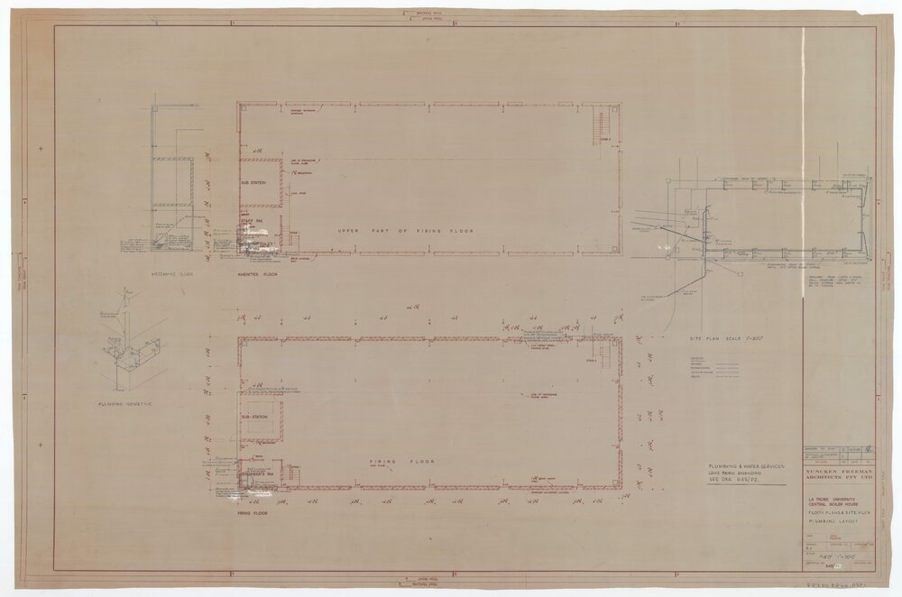 [La Trobe University] Central Boiler House. Floor Plans &amp; Site Plan Plumbing Layout