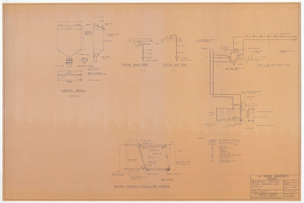 [La Trobe University Agora] Mechanical Services. Piping Diagram &amp; Details
