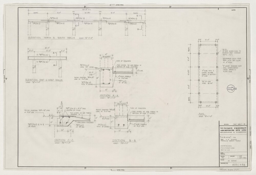 ['Cabana' for Mrs. A.S. Pierce Residence]. Amended Foundation Details