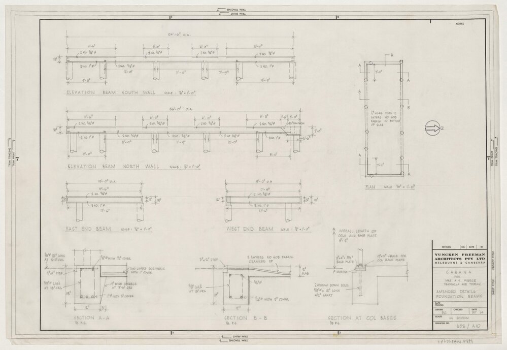 ['Cabana' for Mrs. A.S. Pierce Residence]. Amended Details Foundation Beams