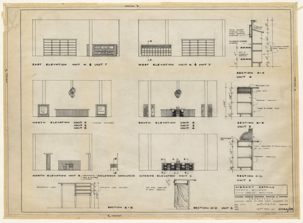 [National Capital Development Commission]. Library Details, North Building,  Civic Office Buildings