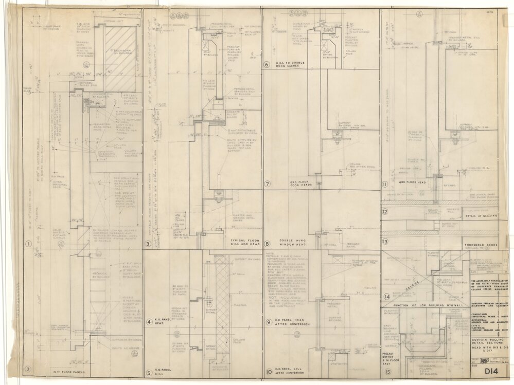 [The Royal-Globe Group of Companies]. Curtain Walling Detail Sections. Read with D13, D15 &amp; D17