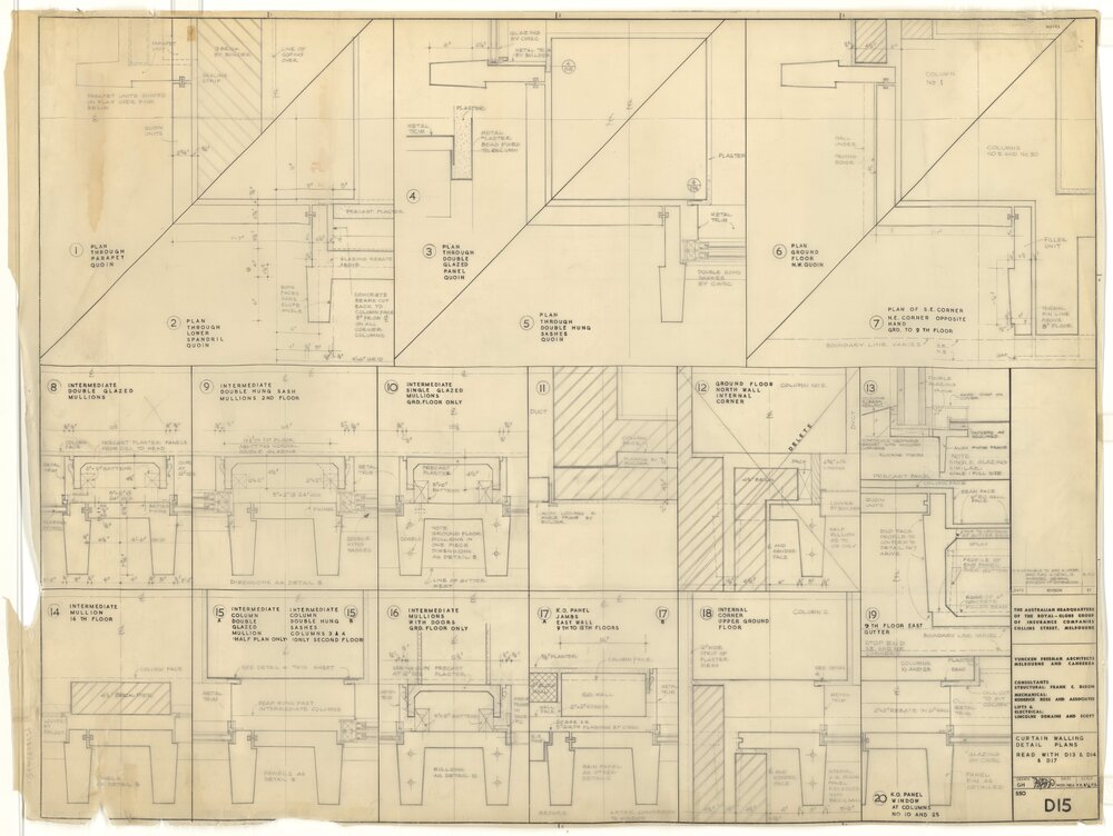 [The Royal-Globe Group of Companies]. Curtain Walling Detail Plans. Read with D13, D14 &amp; D17